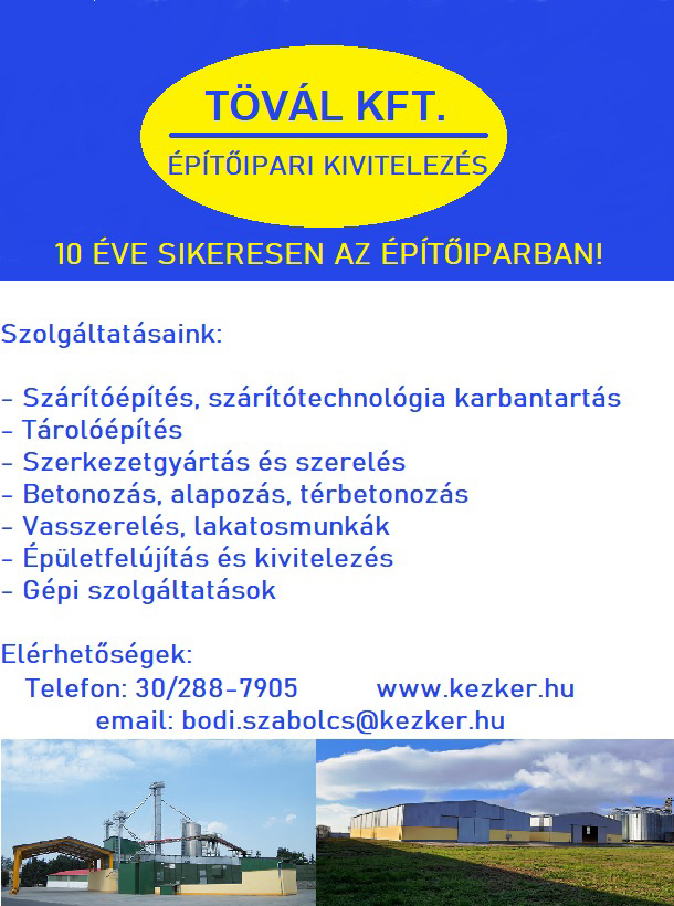 Tövál Kft. hirdetés