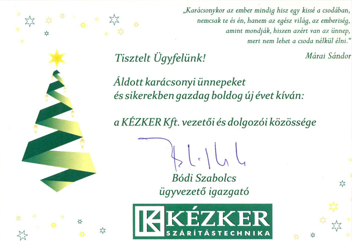 Kellemes ünnepeket kíván a Kézker Kft.